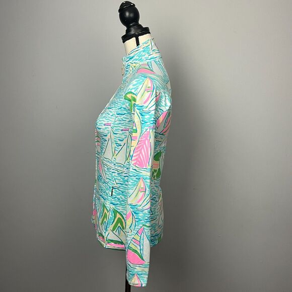 Lilly Pulitzer Luxletic Serena Jacket You Gotta Regatta Seaside Aqua Women's XS - Picture 2 of 7
